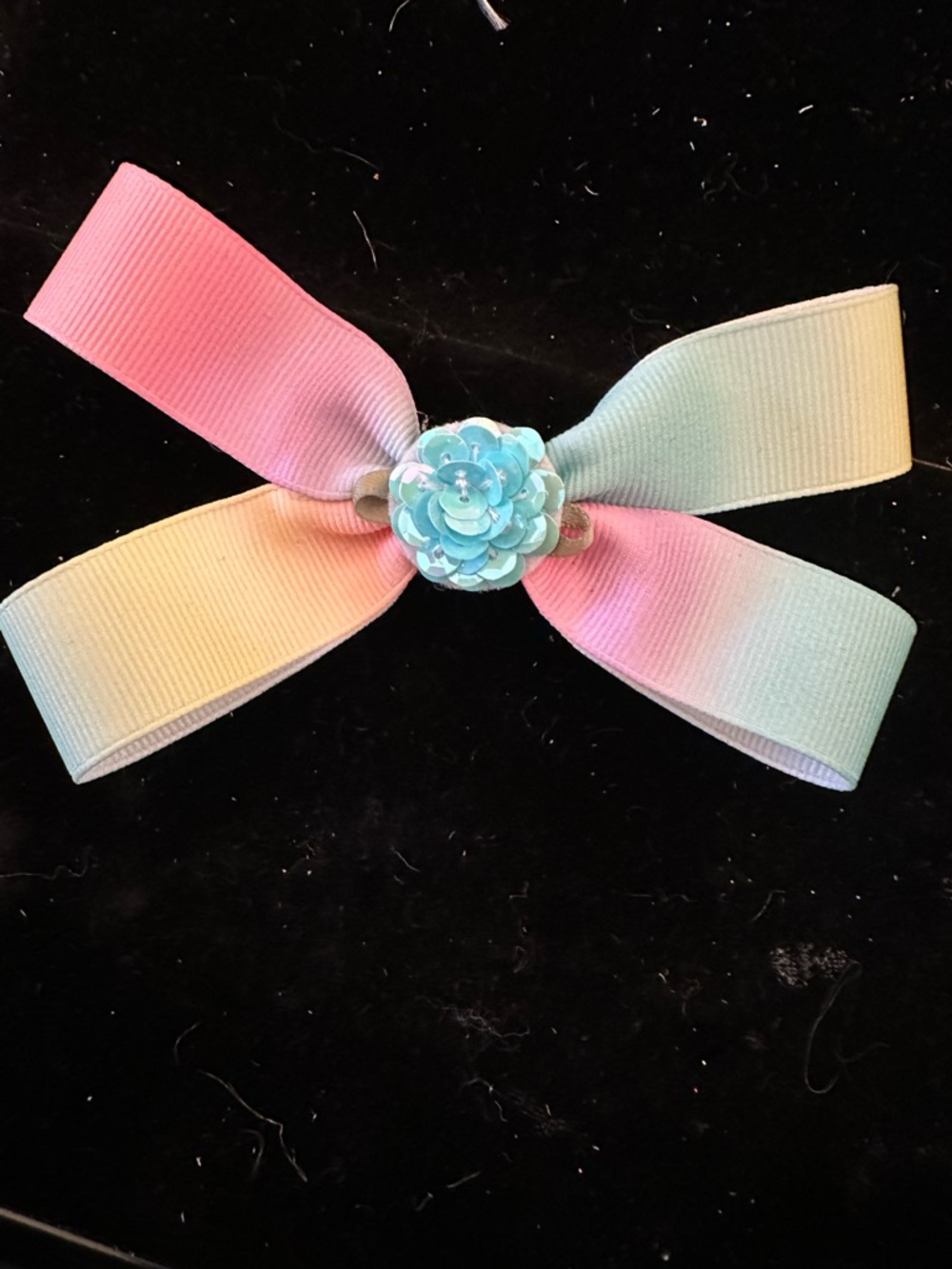 Pastel Ombre Hair Bow with Turquoise Flower
